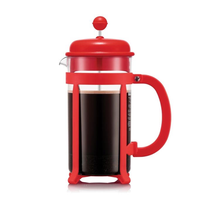 Cafetiere a piston - BODUM - Java - Monture et couvercle en plastique - 8 tasses - 1 l - Rouge