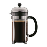 BODUM CHAMBORD Set cafetiere a piston - 8 tasses -  1L - Gris - Avec 2 verres double paroi Pavina 0,35l