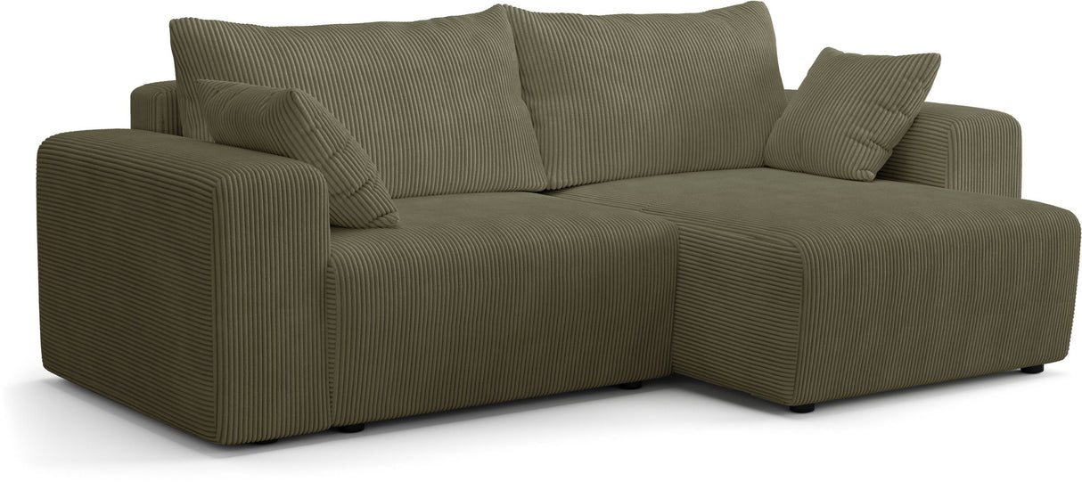 Canapé fixe d'angle réversible - 4 places - BOGOTA - Tissu Vert - 227 x 138 x 86 cm