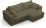 Canapé fixe d'angle réversible - 4 places - BOGOTA - Tissu Vert - 227 x 138 x 86 cm