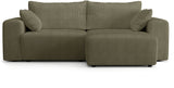 Canapé fixe d'angle réversible - 4 places - BOGOTA - Tissu Vert - 227 x 138 x 86 cm