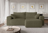 Canapé fixe d'angle réversible - 4 places - BOGOTA - Tissu Vert - 227 x 138 x 86 cm