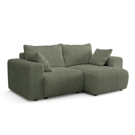 Canapé fixe d'angle réversible - 4 places - BOGOTA - Tissu Vert - 227 x 138 x 86 cm