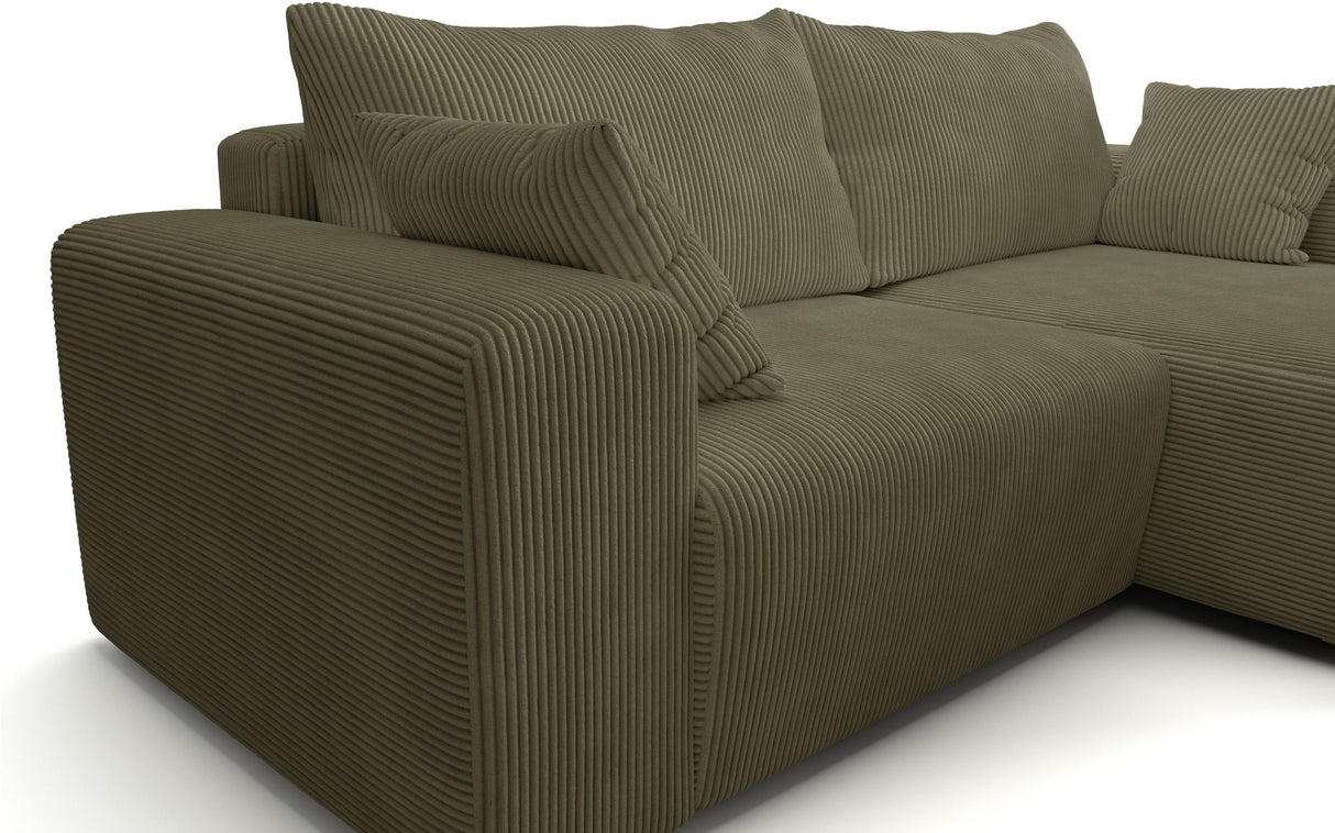 Canapé fixe d'angle réversible - 4 places - BOGOTA - Tissu Vert - 227 x 138 x 86 cm