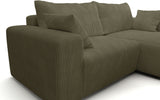 Canapé fixe d'angle réversible - 4 places - BOGOTA - Tissu Vert - 227 x 138 x 86 cm