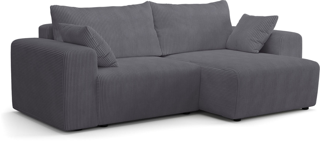Canapé fixe d'angle réversible - 4 places - BOGOTA - Tissu Gris anthracite - 227 x 138 x 86 cm