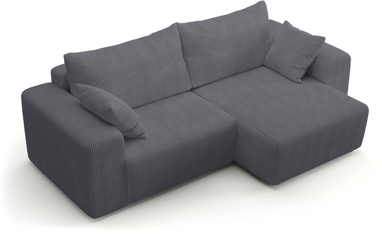 Canapé fixe d'angle réversible - 4 places - BOGOTA - Tissu Gris anthracite - 227 x 138 x 86 cm