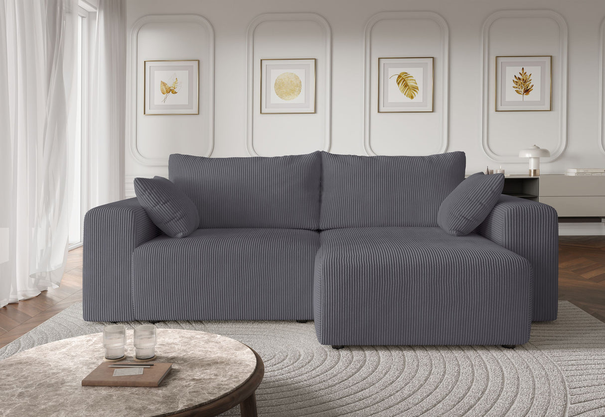 Canapé fixe d'angle réversible - 4 places - BOGOTA - Tissu Gris anthracite - 227 x 138 x 86 cm