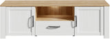 Meuble TV - BOHOL - Blanc - L 166,1 x P 42 x H 51,8 cm - 2 portes + 1 tiroir + 1 niche
