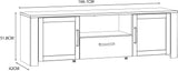Meuble TV - BOHOL - Blanc - L 166,1 x P 42 x H 51,8 cm - 2 portes + 1 tiroir + 1 niche