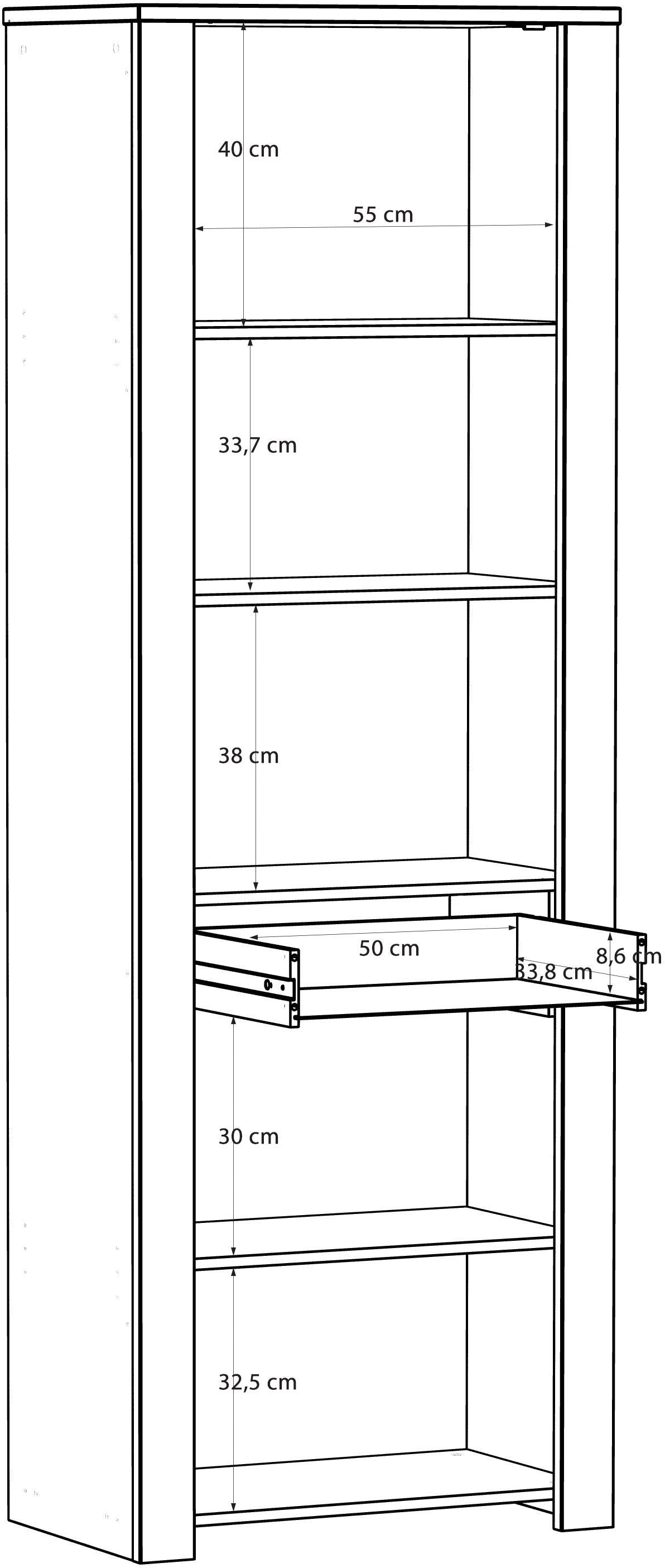 Vitrine haute - BOHOL - 2 portes dont 1 vitrée + 1 tiroir - L 71,7 x P 42 x H 205,4 cm - Noir