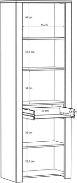 Vitrine haute - BOHOL - 2 portes dont 1 vitrée + 1 tiroir - L 71,7 x P 42 x H 205,4 cm - Noir