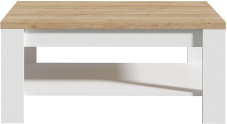 Table Basse Rectangle BOHOL – Chene Blanc & Beige – Double Plateau – L 100 × P 60 × H 45,7 cm