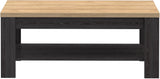 Table basse - Rectangle - Chene noir et chene beige - BOHOL - L 100 x P 60 xH  45,7 cm - 2 plateaux
