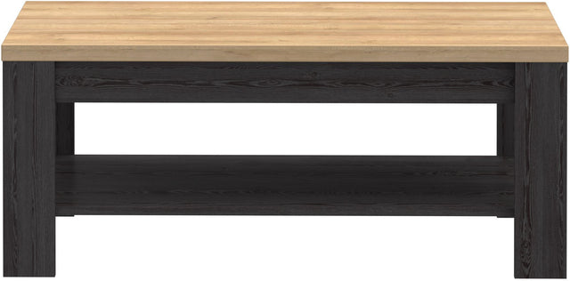 Table Basse Rectangle BOHOL – Chene Noir & Beige – Double Plateau – L 100 × P 60 × H 45,7 cm