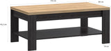 Table basse - Rectangle - Chene noir et chene beige - BOHOL - L 100 x P 60 xH  45,7 cm - 2 plateaux