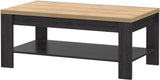 Table basse - Rectangle - Chene noir et chene beige - BOHOL - L 100 x P 60 xH  45,7 cm - 2 plateaux
