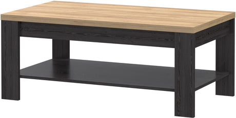 Table Basse Rectangle BOHOL – Chene Noir & Beige – Double Plateau – L 100 × P 60 × H 45,7 cm