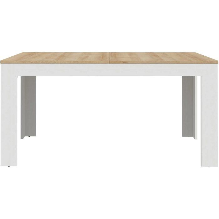 Table a manger extensible BOHOL – Blanc & Bois – 8 personnes – Extension L 160 a 206,6 × P 90,2 × H 78,2 cm