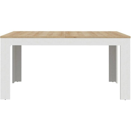 Table a manger extensible BOHOL – Blanc & Bois – 8 personnes – Extension L 160 a 206,6 × P 90,2 × H 78,2 cm