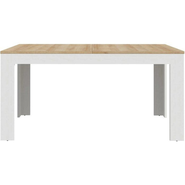 Table a manger extensible BOHOL – Blanc & Bois – 8 personnes – Extension L 160 a 206,6 × P 90,2 × H 78,2 cm