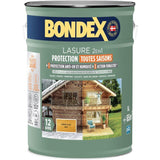 Lasure 2 en 1 protection extérieure - Chene Clair - Satin - Protection 12 ans - Toutes saisons - Bondex - 5L