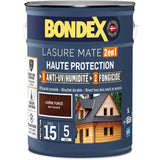 Lasure 2 en 1 Haute protection - Chene foncé satin - BONDEX - 5 L