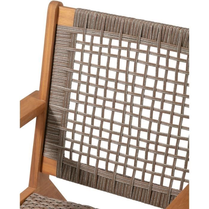 Fauteuil de jardin bas en bois d'Acacia FSC et en résine tressée - BORA - l60xP76xH73 cm
