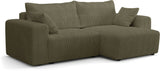 Canapé d'angle convertible - 4 places - BOBO - Tissu Vert - 244 x 138 x 86 cm