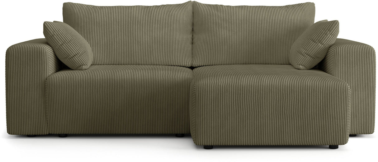 Canapé d'angle convertible - 4 places - BOBO - Tissu Vert - 244 x 138 x 86 cm