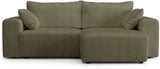Canapé d'angle convertible - 4 places - BOBO - Tissu Vert - 244 x 138 x 86 cm
