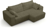 Canapé d'angle convertible - 4 places - BOBO - Tissu Vert - 244 x 138 x 86 cm