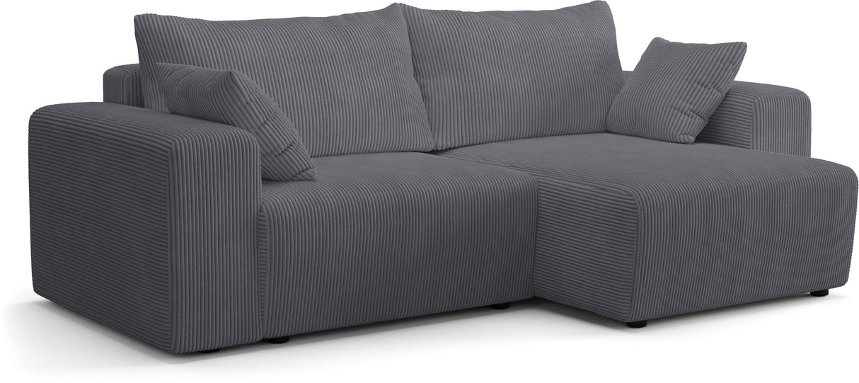 Canapé d'angle convertible - 4 places - BOBO - Tissu Gris anthracite - 244 x 138 x 86 cm