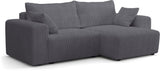Canapé d'angle convertible - 4 places - BOBO - Tissu Gris anthracite - 244 x 138 x 86 cm