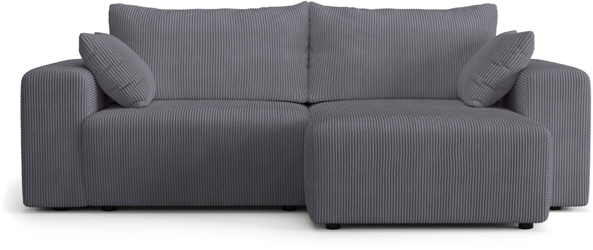 Canapé d'angle convertible - 4 places - BOBO - Tissu Gris anthracite - 244 x 138 x 86 cm