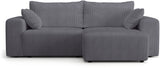 Canapé d'angle convertible - 4 places - BOBO - Tissu Gris anthracite - 244 x 138 x 86 cm