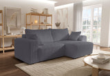 Canapé d'angle convertible - 4 places - BOBO - Tissu Gris anthracite - 244 x 138 x 86 cm