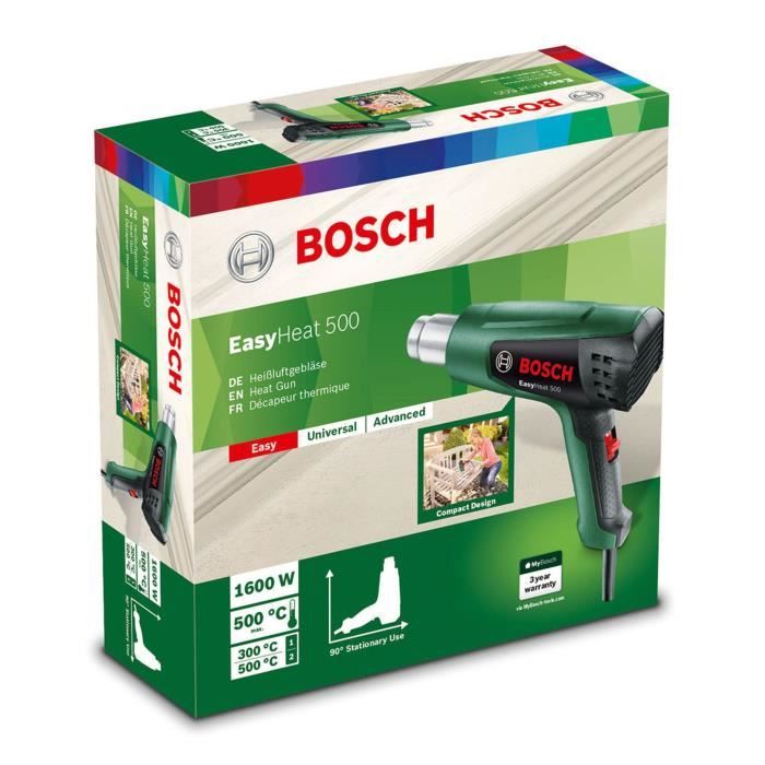 DÈcapeur thermique Bosch - EasyHeat 500 (1600W, dÈbit d'air: 240 / 450 l/min, tempÈrature: 300/500∞C)