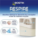 Absorbeur d'humidité - BOSTIK - Respire - Jusqu'a 25 m² - 2 recharges sans parfum - 2 x 250 g