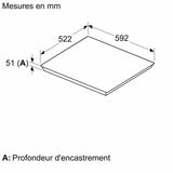 Table induction 60 cm - BOSCH Série 6 - 4 foyers - Noir - H5,1 x L59,2 x52,2 cm - PIE631HB1E