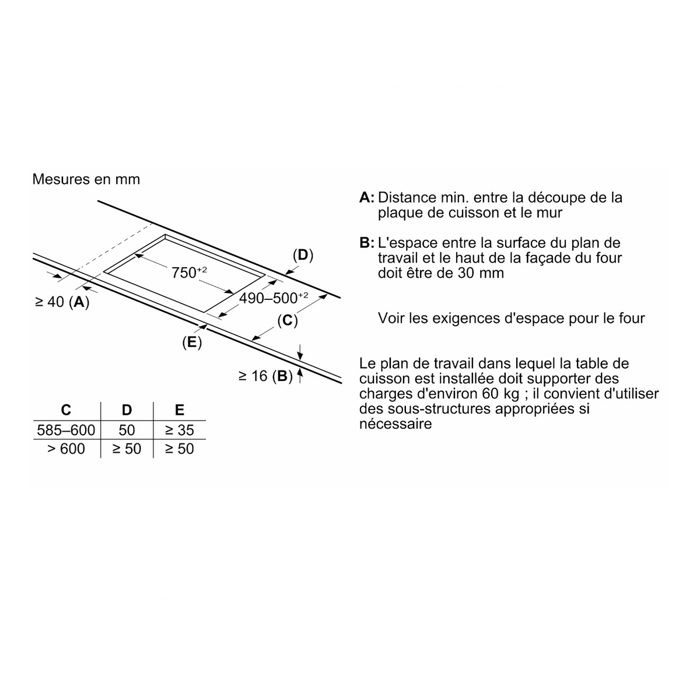 Bosch Table de cuisson induction 80cm 4 feux 7400w noir - PXY83KHC1E