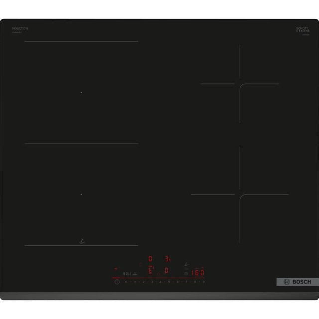 Table induction 60cm - BOSCH SER6 - PVS63KHC1E Noir - 4-foyers - Home Connect - L592xP522 mm