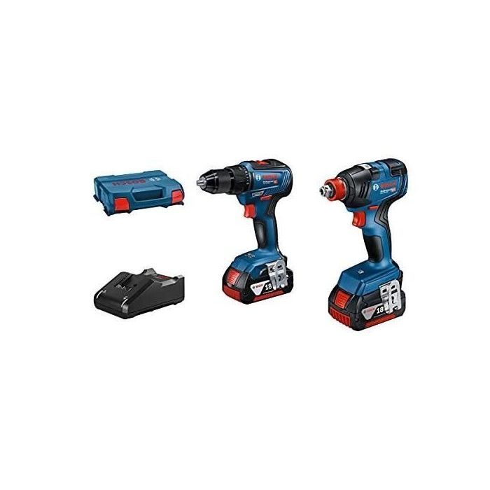 COMBO KIT 2 OUTILS 18V : GDX 18V-200 + GSR 18V-55 + GBA 18V 2x4,0Ah + GAL 18V-40