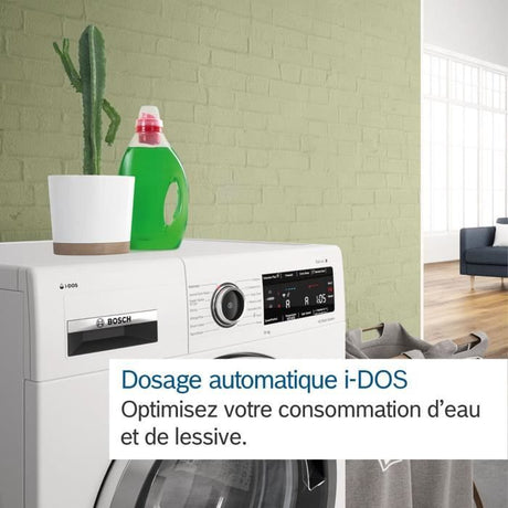Lave-linge hublot BOSCH WGB244A2FR SER8 - 9 kg - i-DOS - Induction - L60cm - 1400 trs/min - Classe A-50% - Blanc