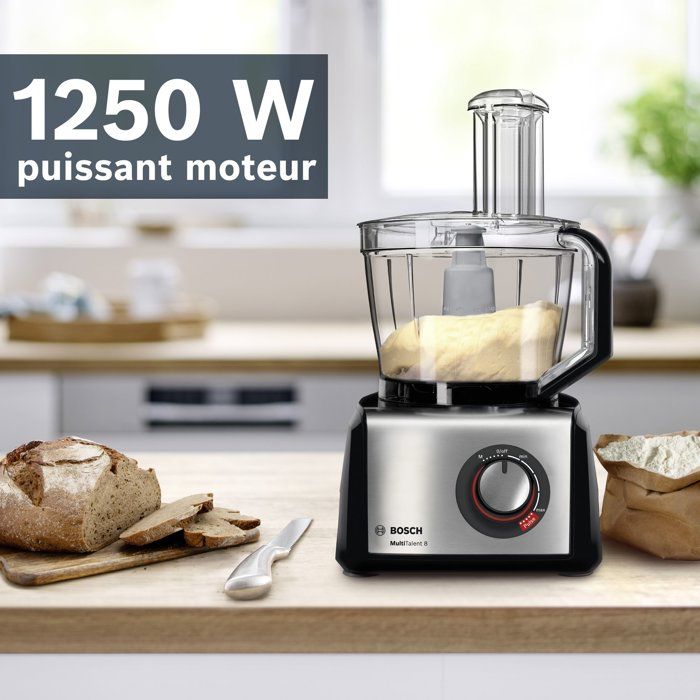 Robot multifonction - BOSCH - B1EMC812S8 - 1250 W - 3,9 L - Variateur de vitesse + Turbo - Blanc / Inox