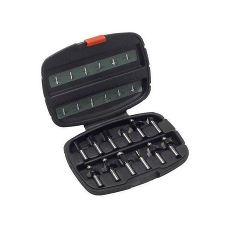 Bosch Accessories 12 pieces Ensemble de fraises au carbure (pour le bois, emmanchement Ř 8 mm, accessoires défonceuse)