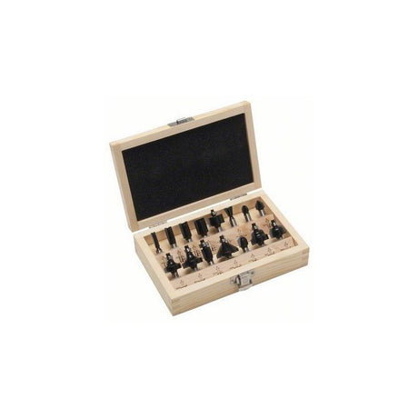 Coffret de 15 fraises au carbure BOSCH - queue 8mm - gris