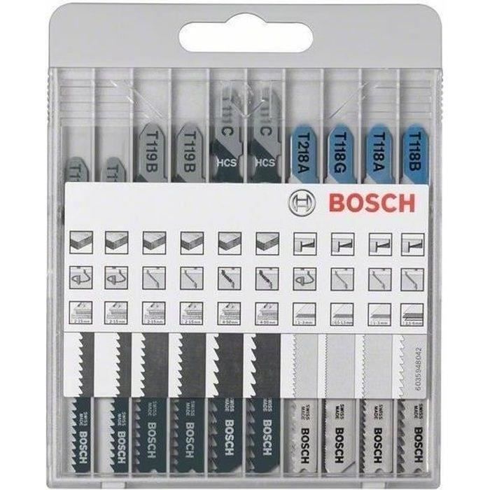 Assortiment de lames de scie sauteuse - BOSCH - 10 pieces - MÈtal et Bois - Acier - Modeles variÈs