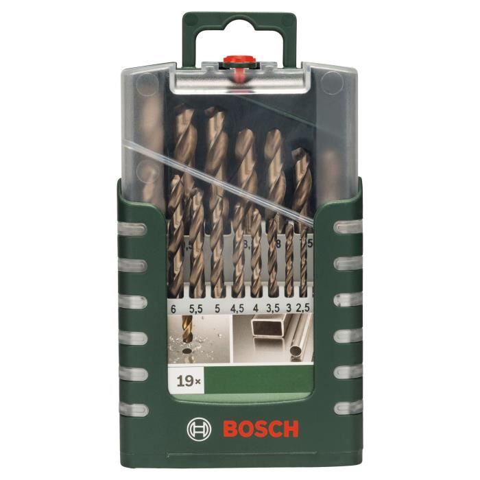 Set de 19 Forets a mÈtaux rectifiÈs HSS-Cobalt - BOSCH - Foret - Gris - Longueur totale : 200.0 mm