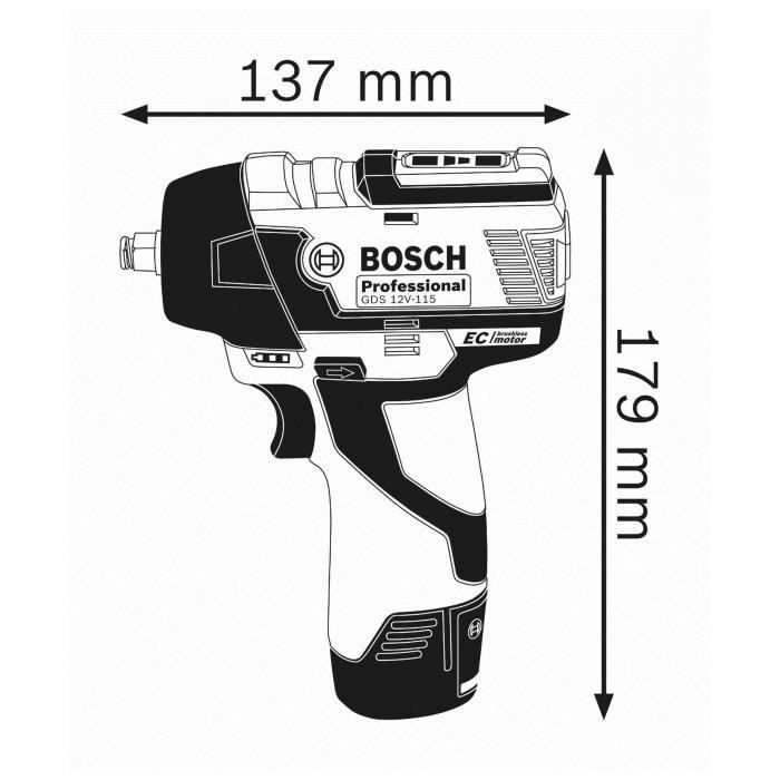 Boulonneuse - BOSCH PROFESSIONAL - GDS 12V-115 - 115 Nm - 2 Ah - 2600 tr/min